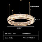 Modern Round Drum Dimmable Chandelier for Living Room/Bedroom