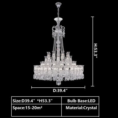 Multi Layer Chrome Crystal Chandelier in French Style with Romantic Branch Flowers for Grand Hallway and Staircase