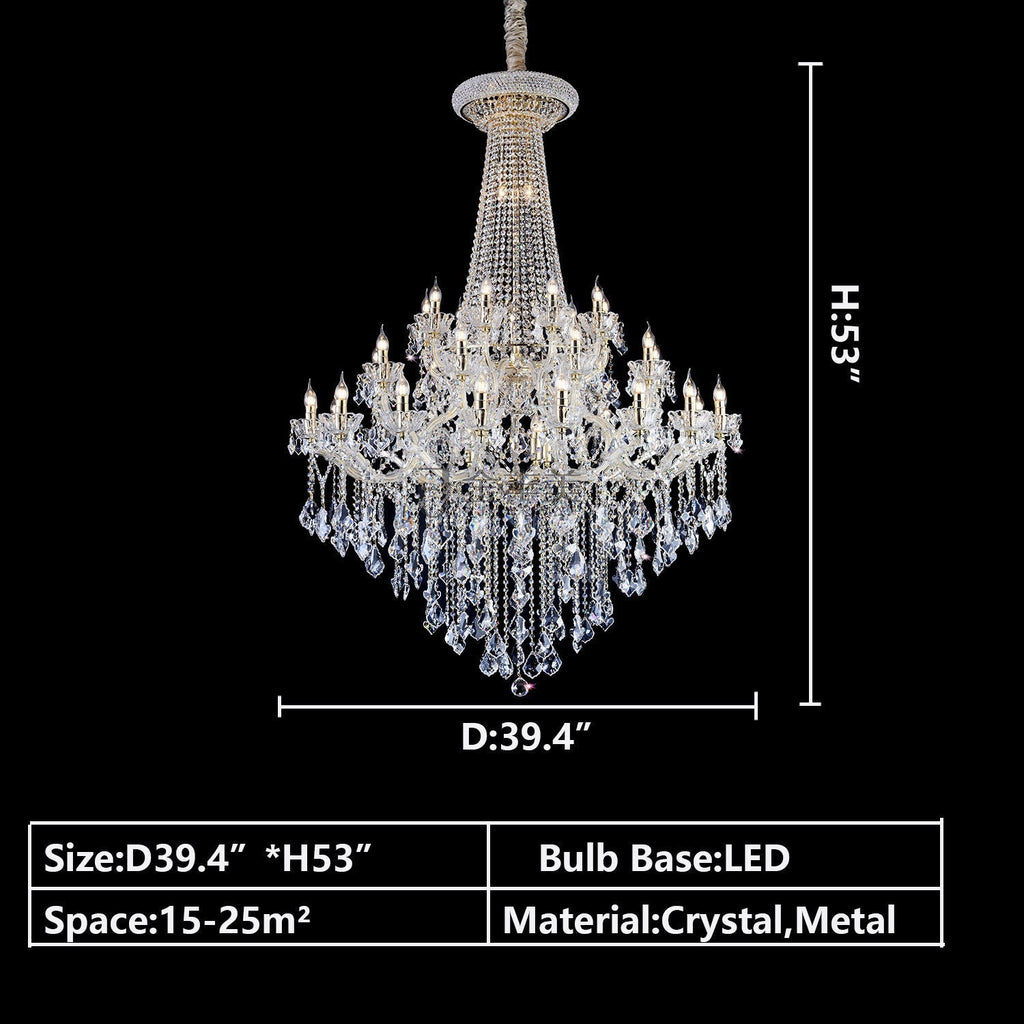 Extra Large French Candle Crystal Branch Chandelier for Foyer and Staircase