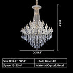 Extra Large French Candle Crystal Branch Chandelier for Foyer and Staircase