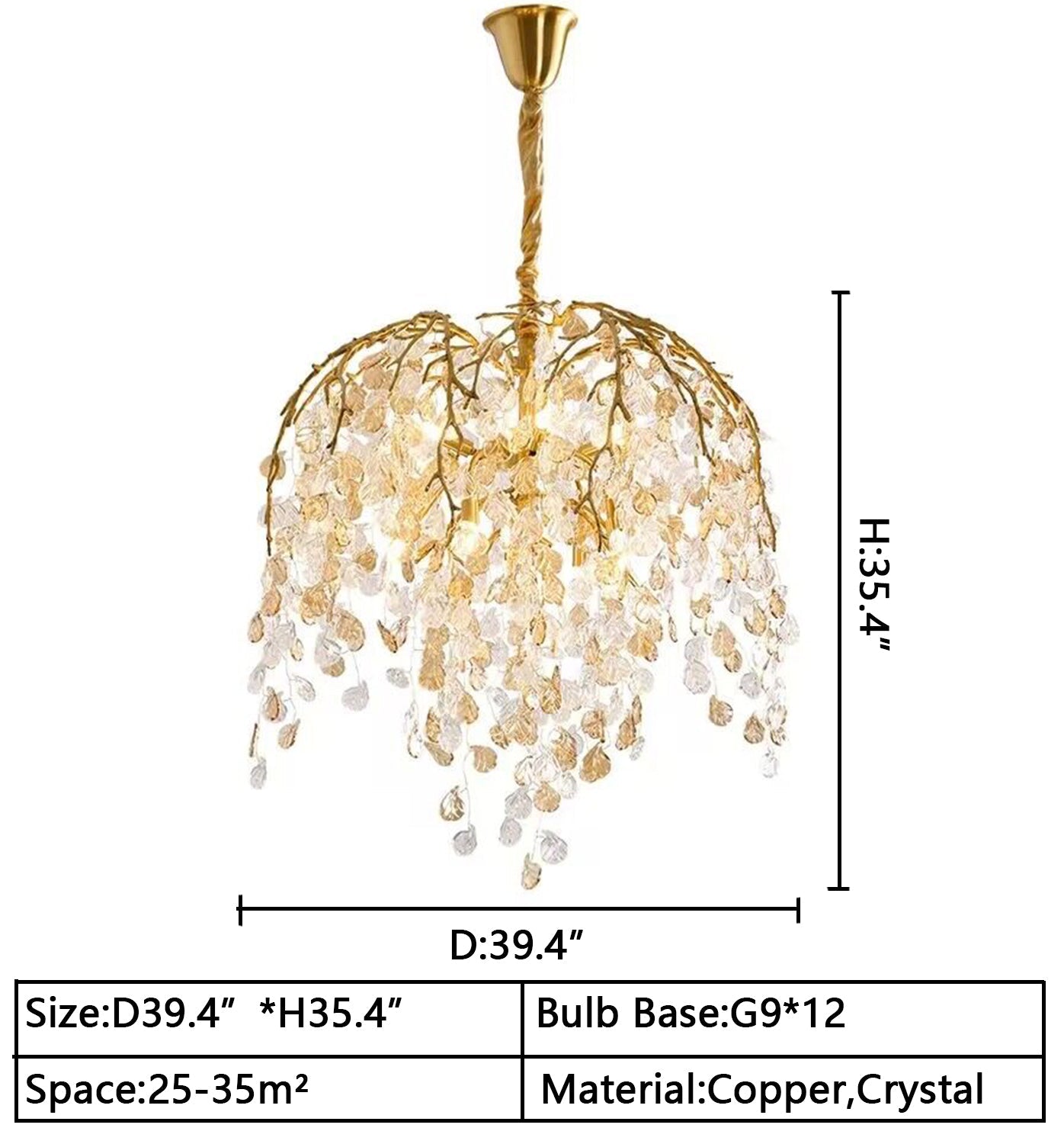 Modern Luxury Leaf Branch Glass Chandelier for Living/Dining Room/Bedroom