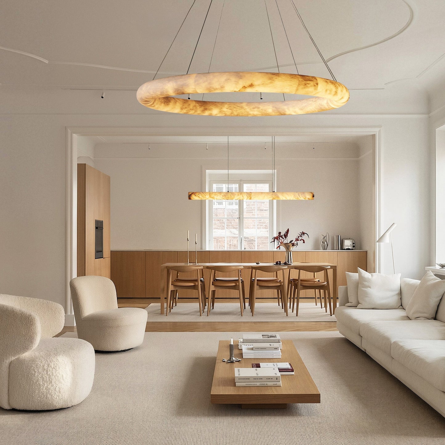 Halima Halo Alabaster Chandelier