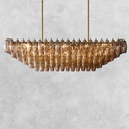 Kiaris Glass Tiered Rectangular Chandelier 54'' 74''
