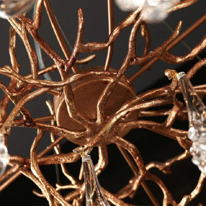 Creative Rose Crystal Brass Branch Chandelier