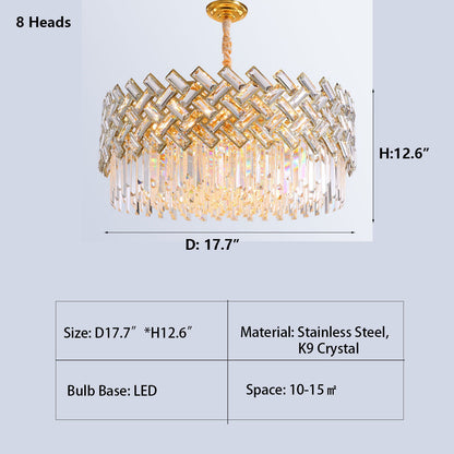 Post-modern Light Luxury Fence Crystal Chandelier Suit for Living/Dining Room