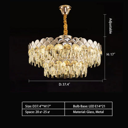 Modern Fish Scale Tiered Crystal Pendant Chandelier Suit for Living Room & Bedroom