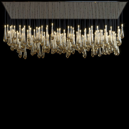 Amber Teardrop Rain Glass Chandelier