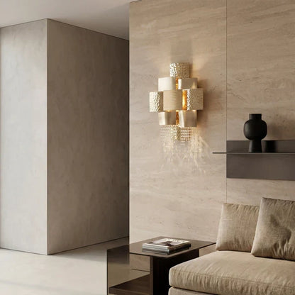 Amadeo Square Brass Crystal Sconce