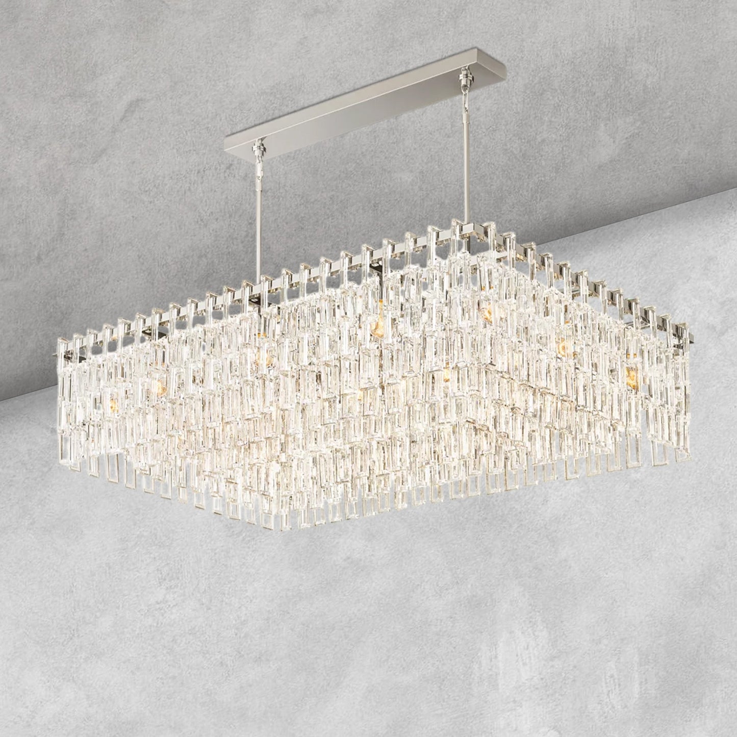 Aurelia K9 Crystal Modern Rectangular Chandelier 60"