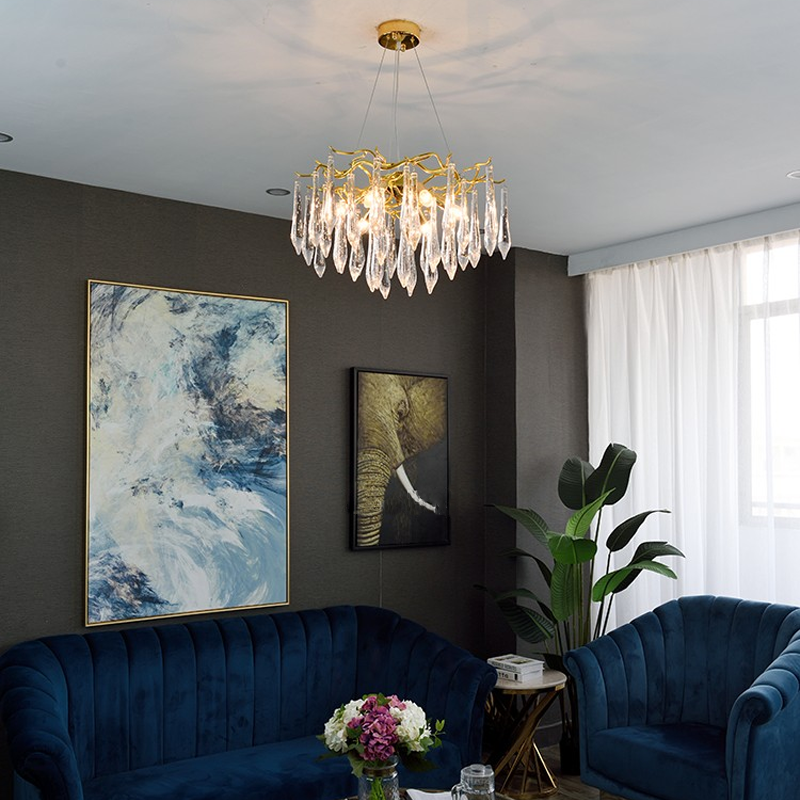 Agnes Aluminum Branch Crystal Chandelier
