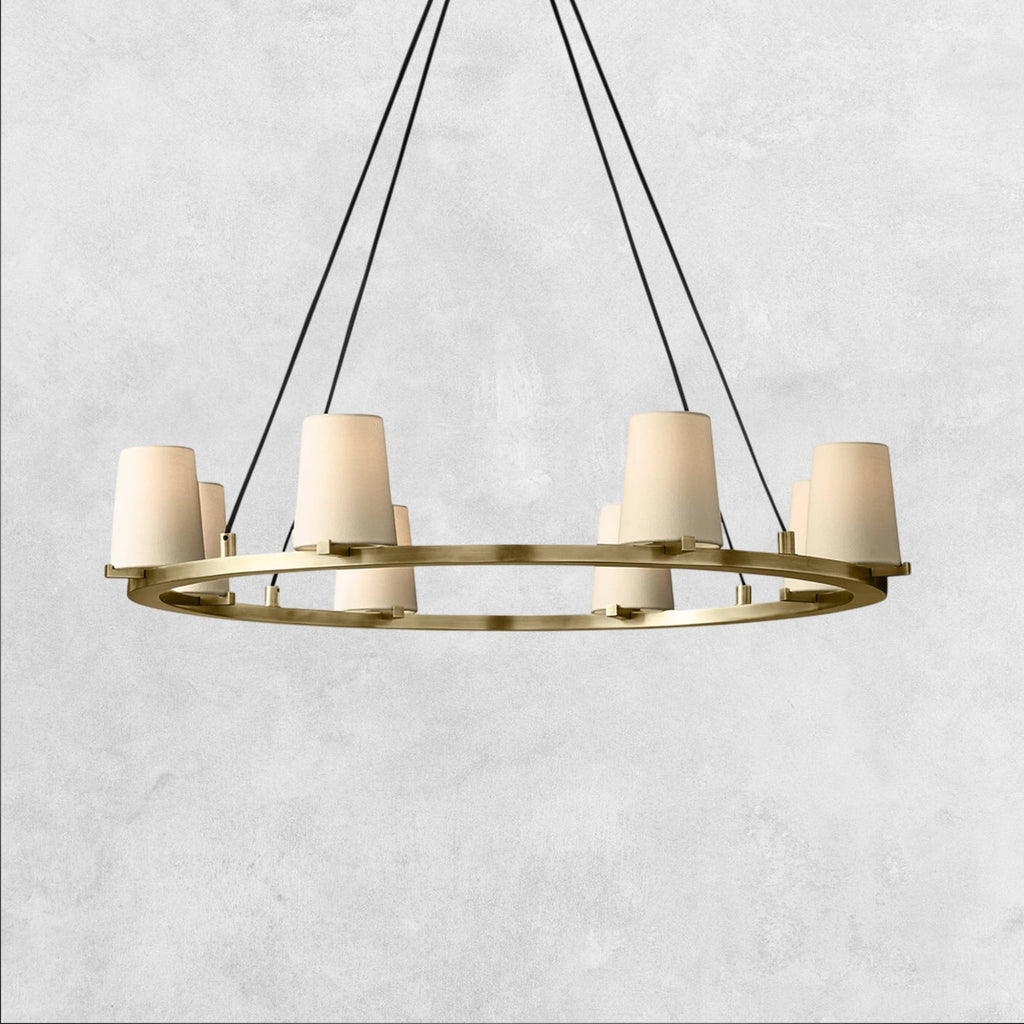 Pauilla Fabric Shade Round Chandelier 36" 48" 60″
