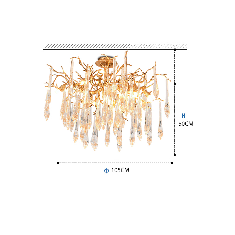 Agnes Brass Branch Crystal Ceiling Light