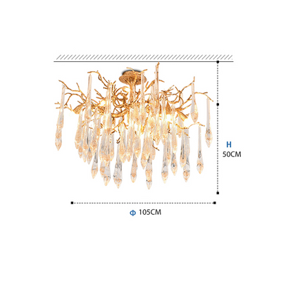 Agnes Brass Branch Crystal Ceiling Light