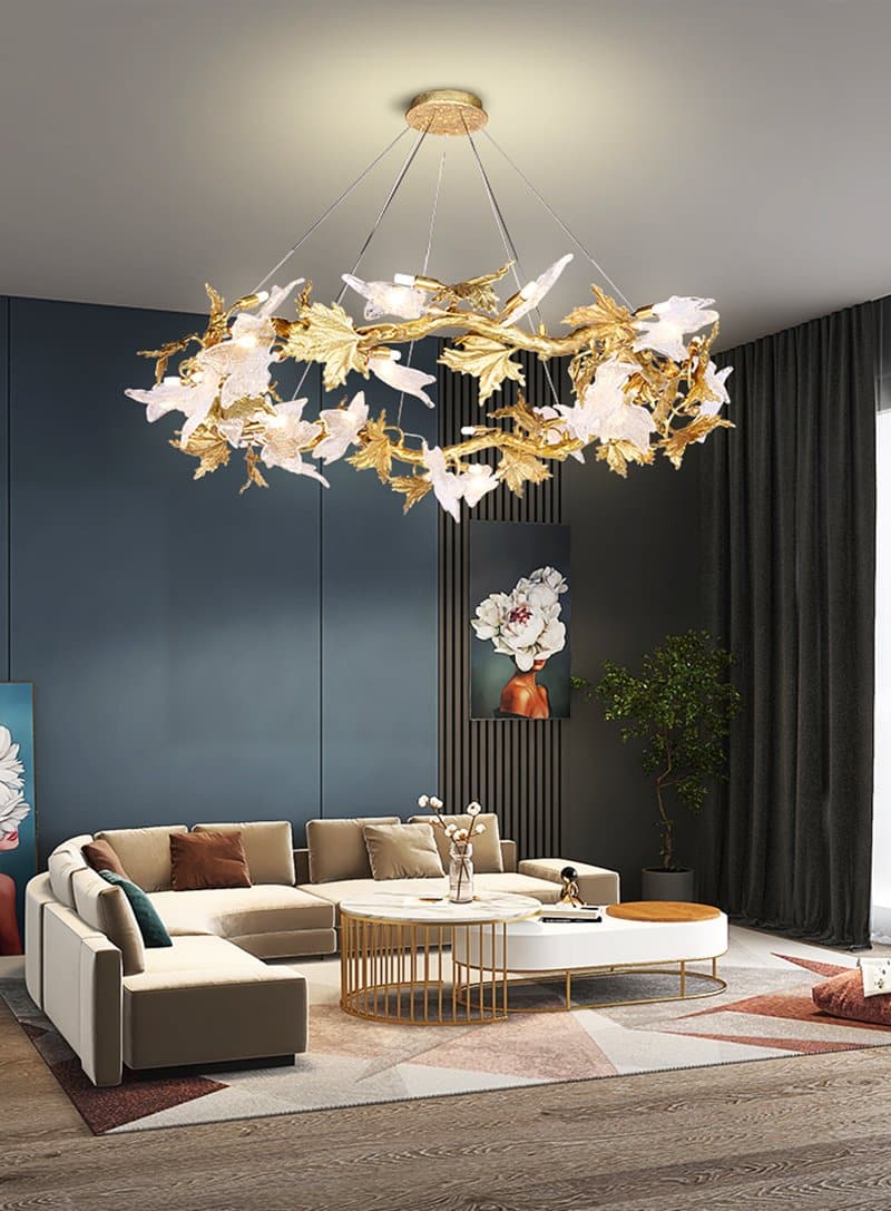 TLL Branch Maple Leaf Crystal Chandelier