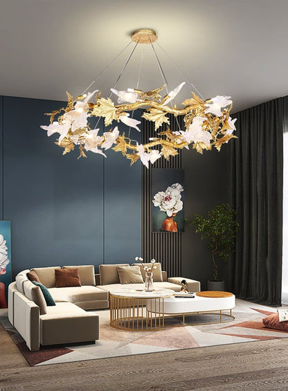 TLL Branch Maple Leaf Crystal Chandelier