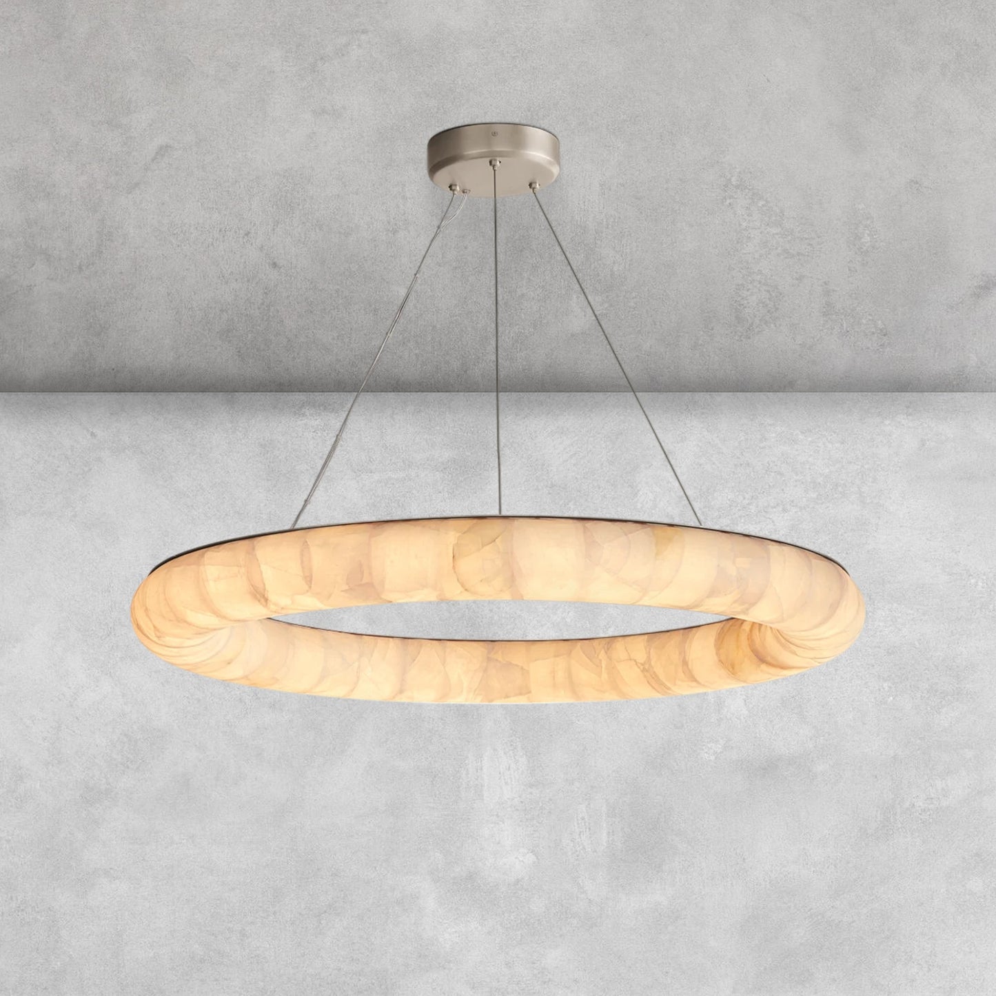 Riora Lisse Alabaster Round Chandelier 31" 41" 61"D