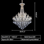Extra Large French Candle Crystal Branch Chandelier for Foyer and Staircase