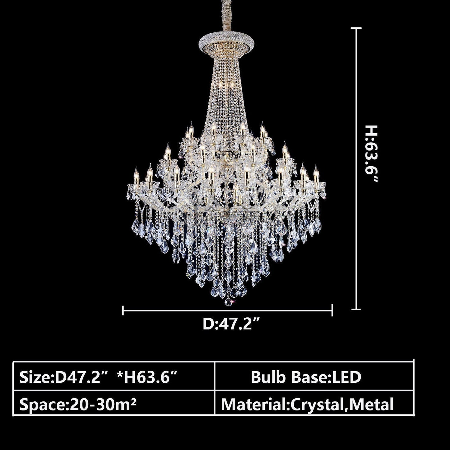 Extra Large French Candle Crystal Branch Chandelier for Foyer and Staircase