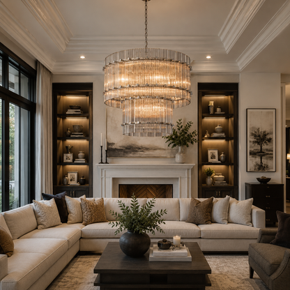 Sae Nari Glass Two-Tier Round Chandelier