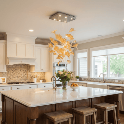 Multicolor Crystal Spiral Maple Leaf Chandelier