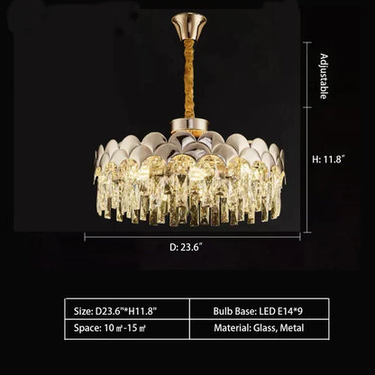 Modern Fish Scale Tiered Crystal Pendant Chandelier Suit for Living Room & Bedroom