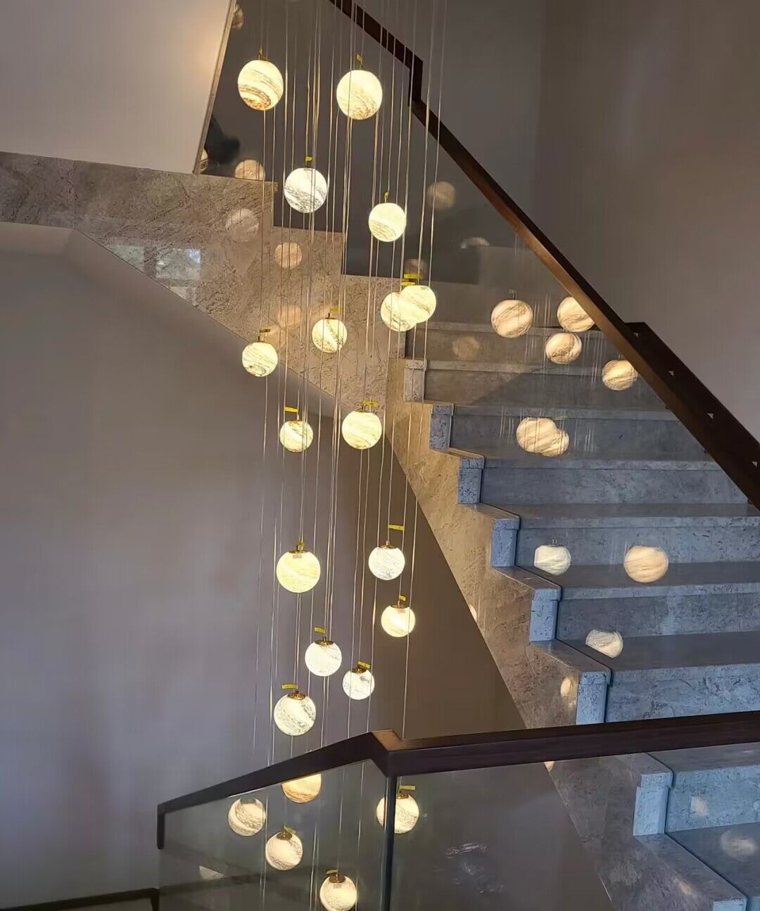 Nordic Planet Creative Long Ball Pendant Chandelier Staircase Foyer