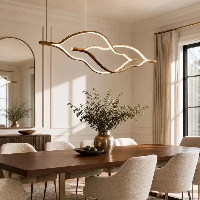 Modern Simple Brass Waving Chandelier