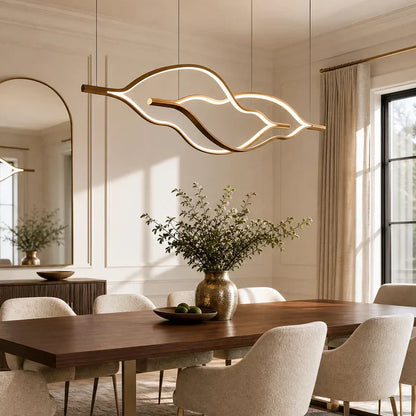 Modern Simple Brass Waving Chandelier