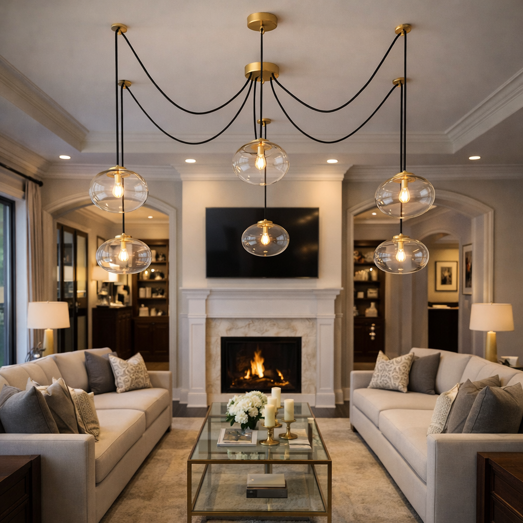 Cemisda Clear Glass Suspended Chandelier
