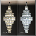 Extra Large Plaza Hall Multi-Tier Crystal Chandelier Foyer Living Room Staircase Ceiling Lighting Fixture In Chrome/Gold Finish
