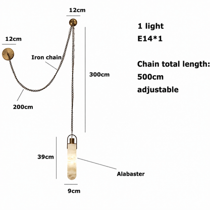 Alabaster Cylindrical Draped Chain Chandelier