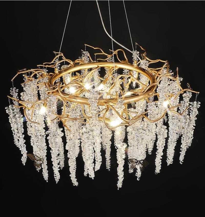 TLL Branch Luxury Long Snowflake Crystal Chandelier