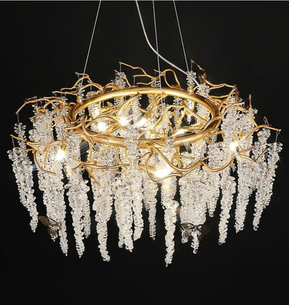 TLL Branch Luxury Long Snowflake Crystal Chandelier