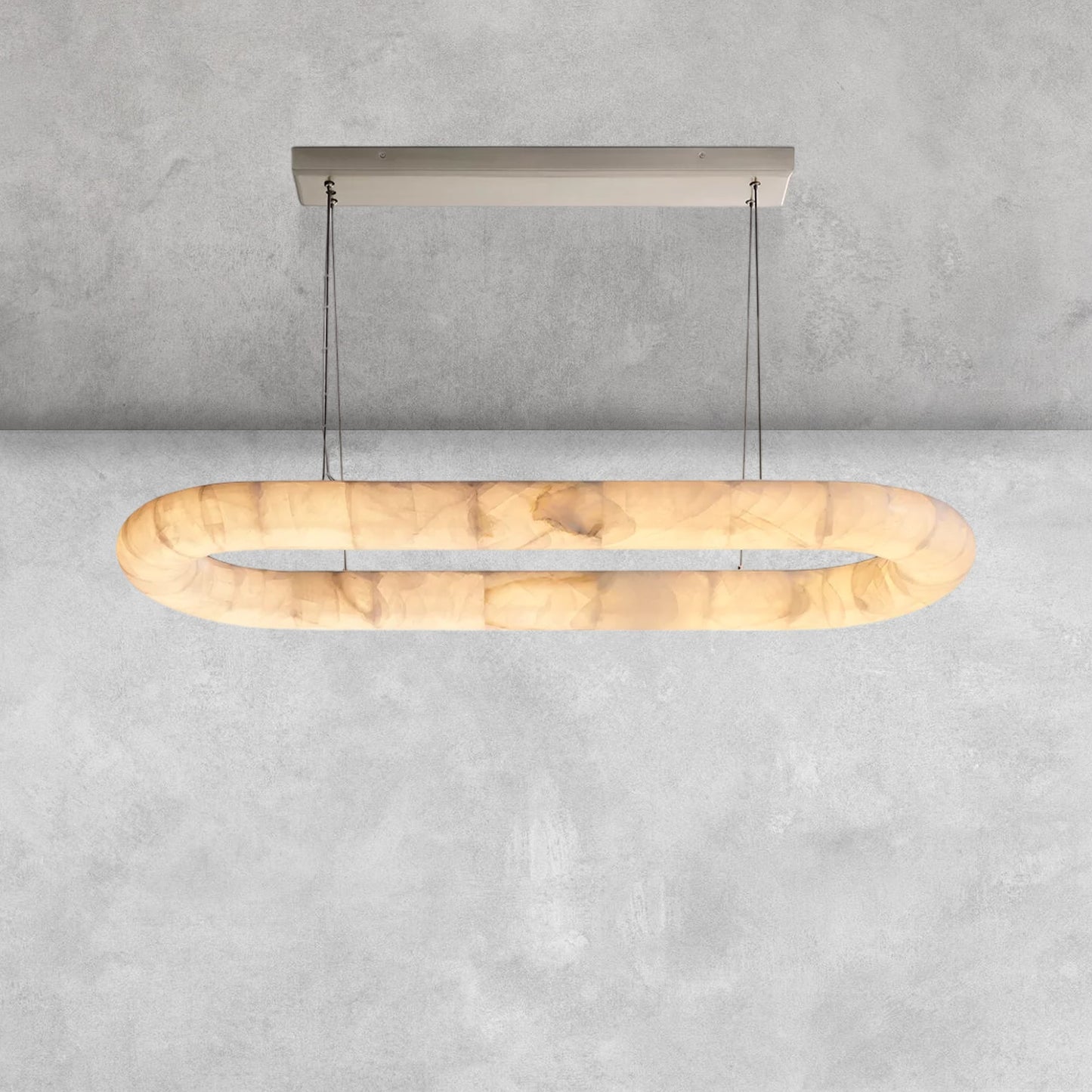 Riora Lisse Alabaster Oval Chandelier 57" 74"