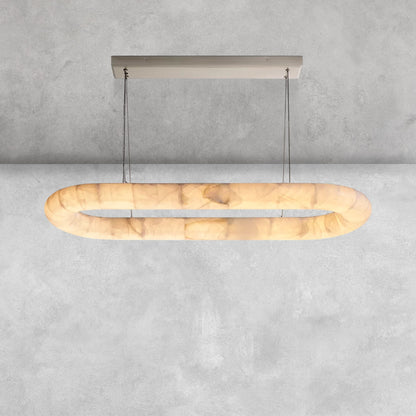 Riora Lisse Alabaster Oval Chandelier 57" 74"
