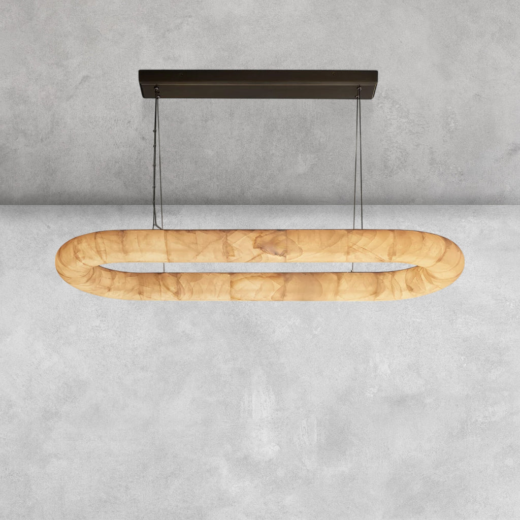 Riora Lisse Alabaster Oval Chandelier 57" 74"