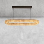Riora Lisse Alabaster Oval Chandelier 57" 74"