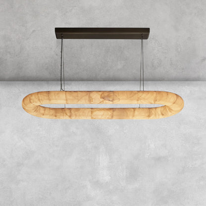 Riora Lisse Alabaster Oval Chandelier 57" 74"