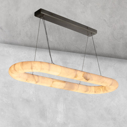 Riora Lisse Alabaster Oval Chandelier 57" 74"