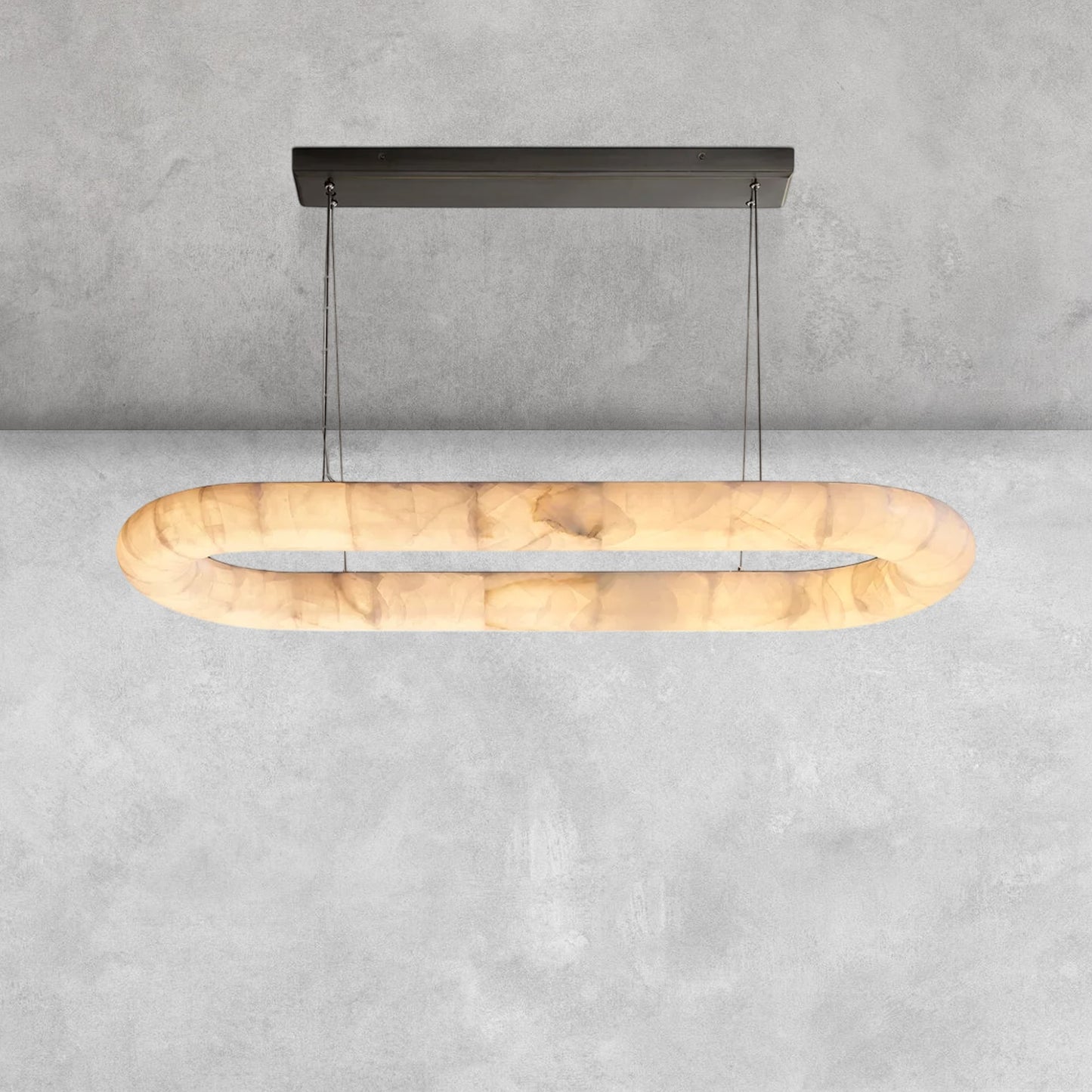 Riora Lisse Alabaster Oval Chandelier 57" 74"