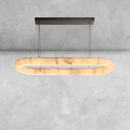 Riora Lisse Alabaster Oval Chandelier 57" 74"