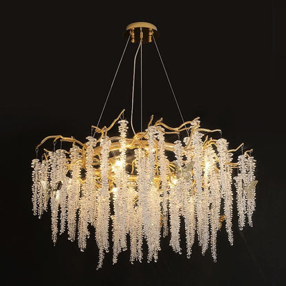 TLL Branch Luxury Long Snowflake Crystal Chandelier