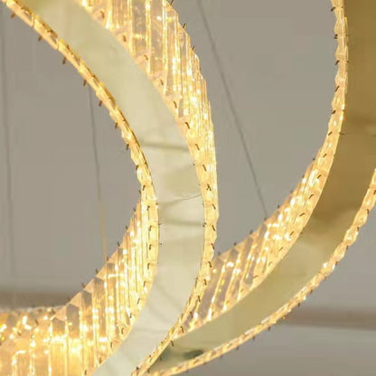 Modern Front Entryway Chandelier 5/6/7 Rings Crystal Gold/ Chrome Finish Ceiling Lamp