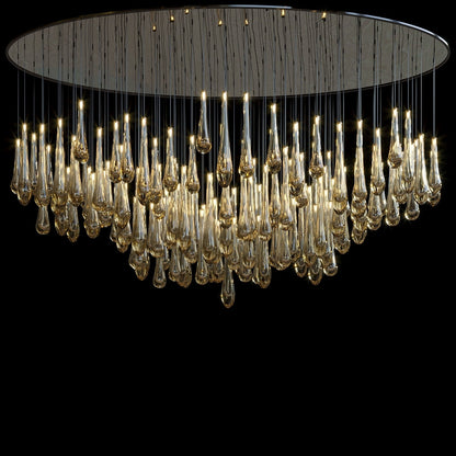 Amber Teardrop Rain Glass Chandelier