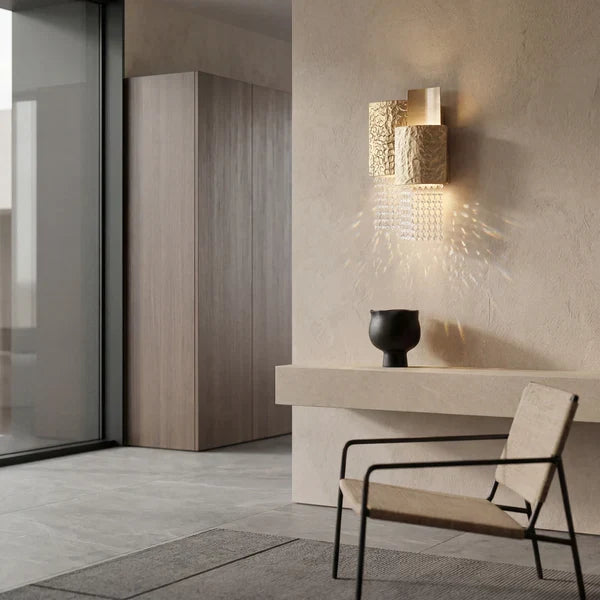 Amadeo Square Brass Crystal Sconce