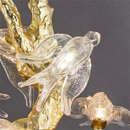 Lucky Bird Glass Tree Branch Chandelier