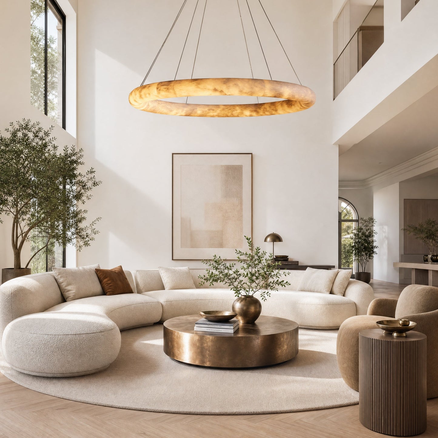 Halima Halo Alabaster Chandelier