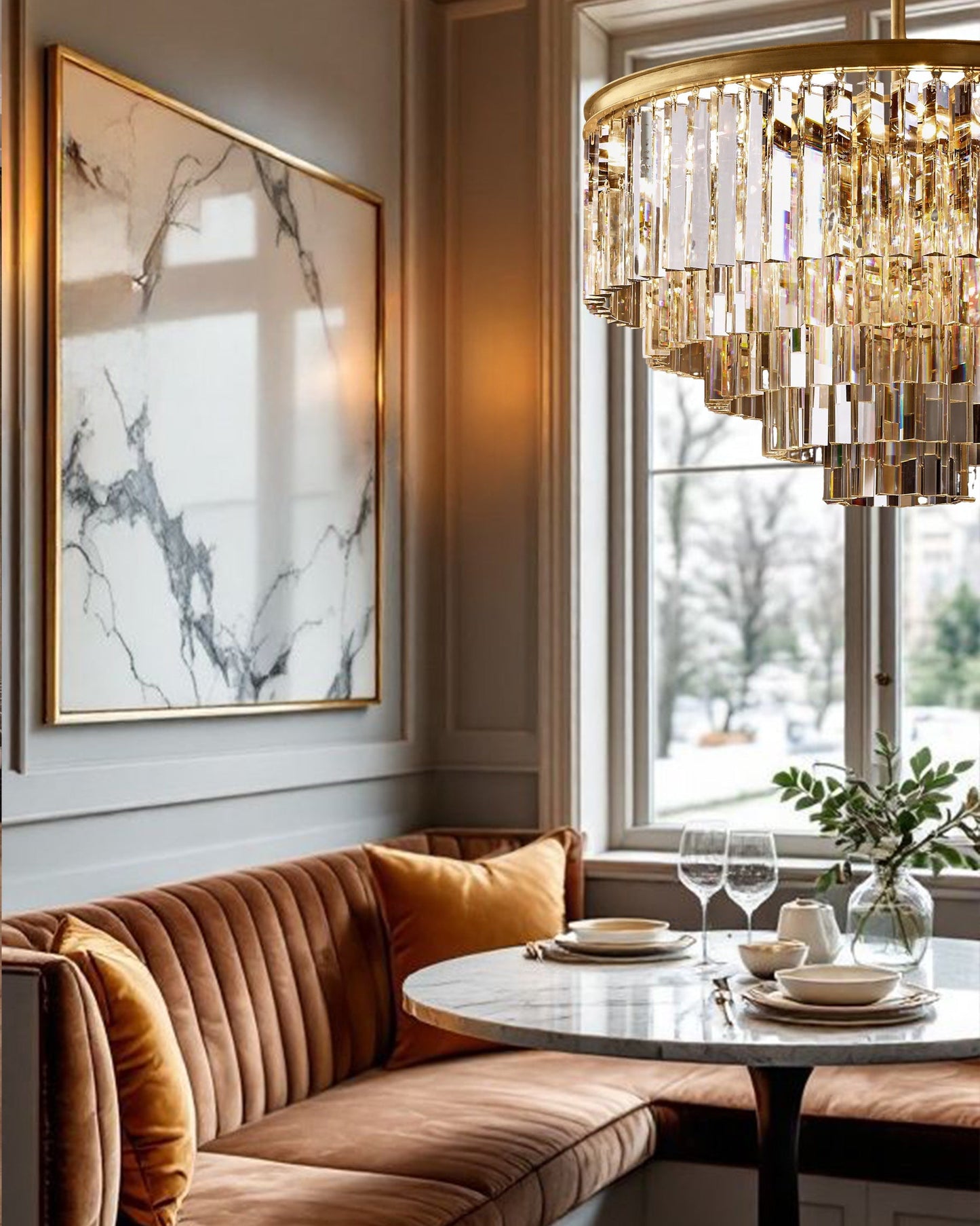 1920s Diomond Round Chandelier
