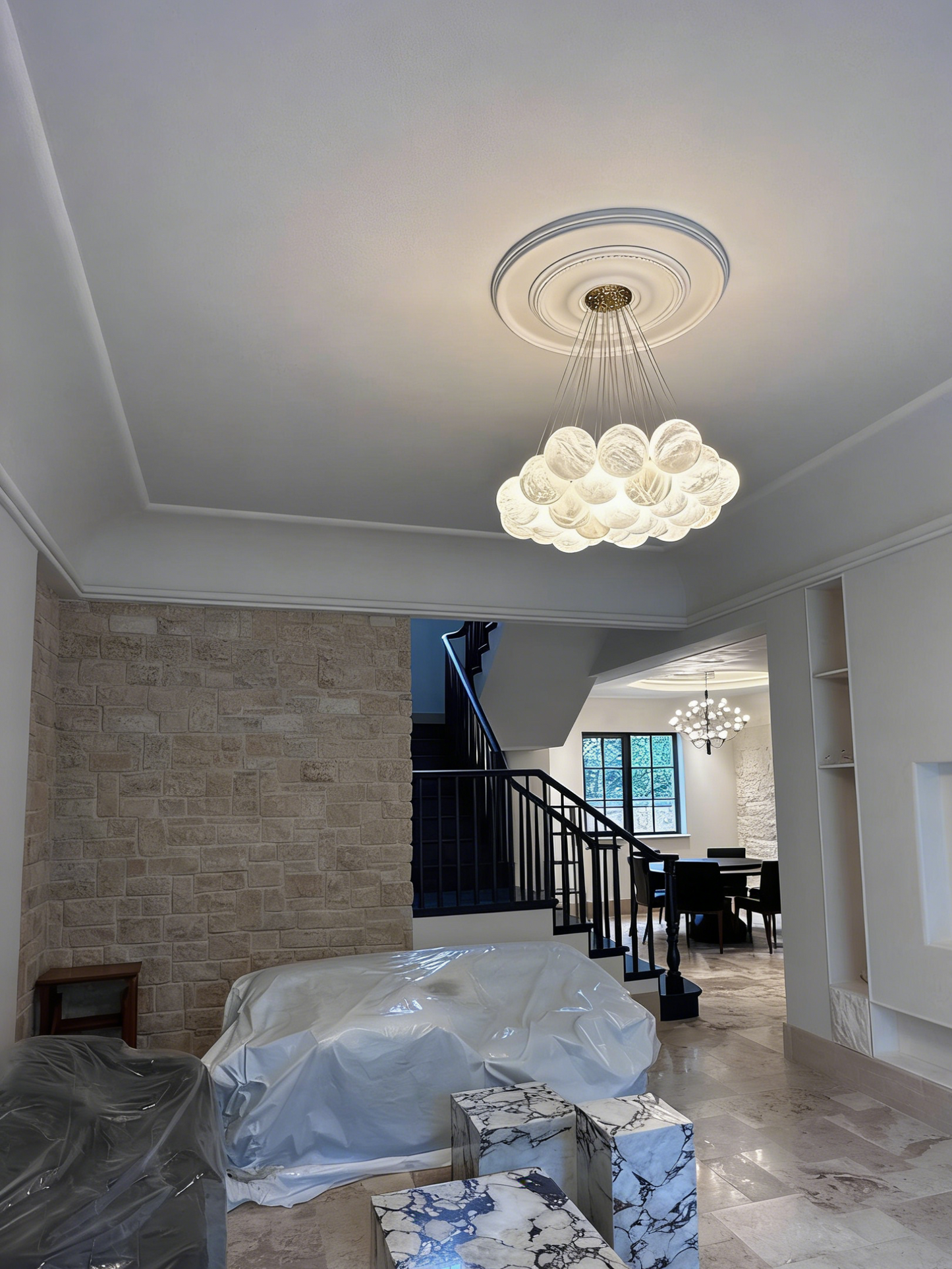 Lunar Alabaster Spherical Chandelier