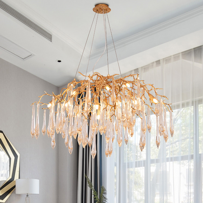Agnes Brass Branch Crystal Chandelier
